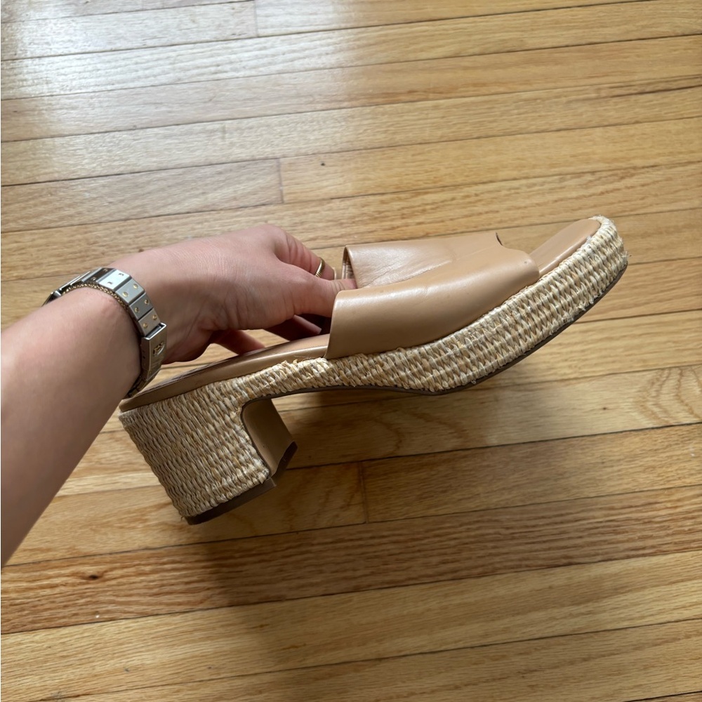 Abercrombie & Fitch Neutral Tan Woven Platform Slide Heels - Women